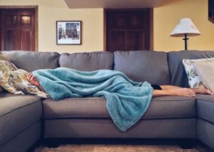 Laying on couch