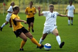 Girls playing soccer