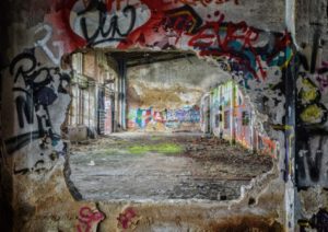 Graffiti in abandoned building