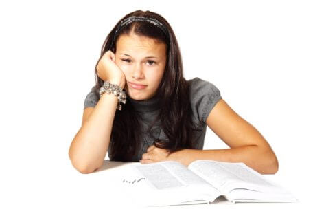 Student stressed over studying