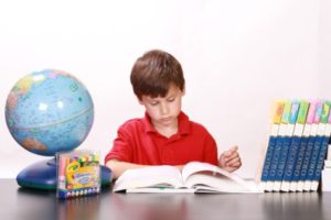 Boy reading book