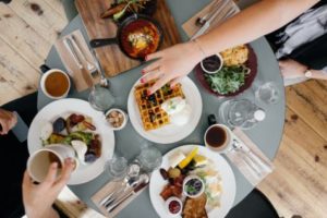 People eating at restaurant