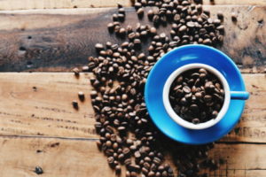 Coffee cup with beans