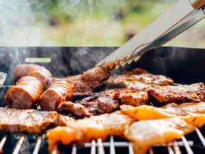 Food being grilled on barbecue