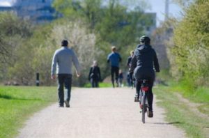 People exercising at a park