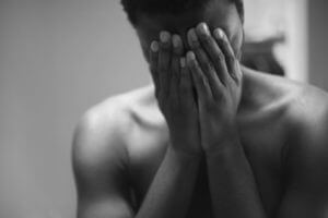 Sad or ashamed man