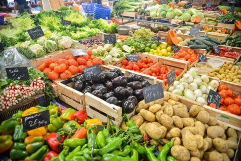 Produce section of grocery store
