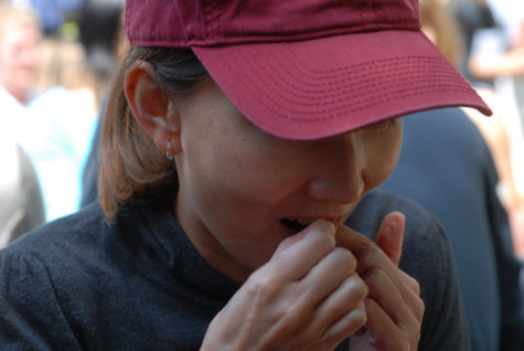 Woman flossing
