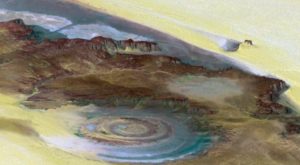 Depiction of crater caused by meteorite