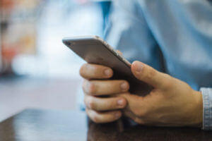 Person holding smartphone