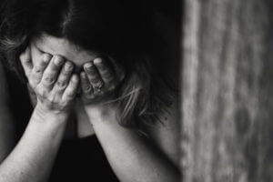 Upset woman dealing with stress