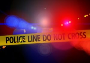 Police lights at crime scene