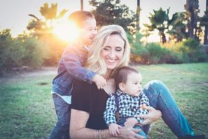 Mother with two children