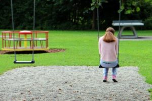 Girl or woman alone on swing