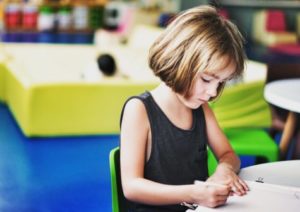 Young girl in school