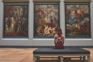 Woman at art gallery