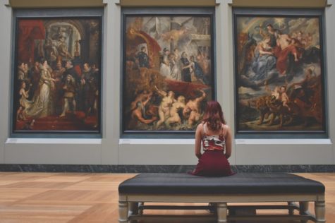 Woman at art gallery