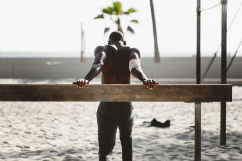 Man stretching out his back