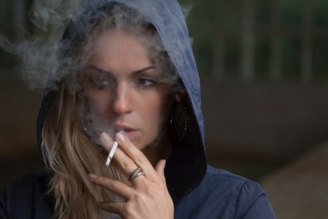 Woman smoking cigarette