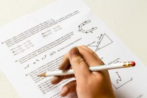 Student taking exam