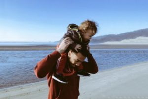 Father holding child on his shoulders