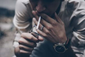 Man smoking cigarette