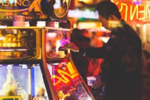 Man playing game at casino