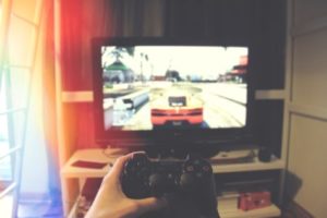 Person playing video game