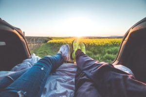 Couple relaxing outdoors