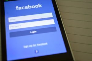 Facebook app on a mobile phone
