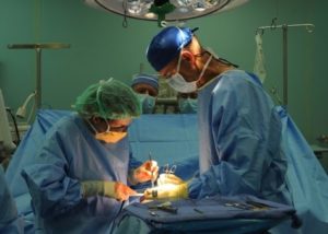 Doctors performing surgery