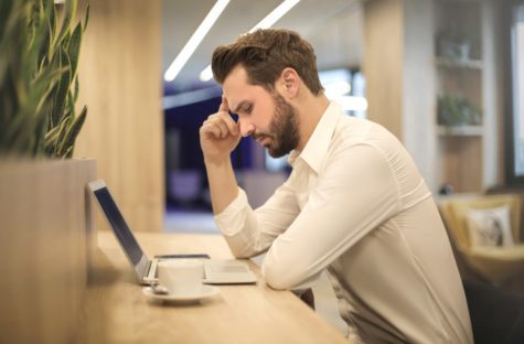 Stressed man at office