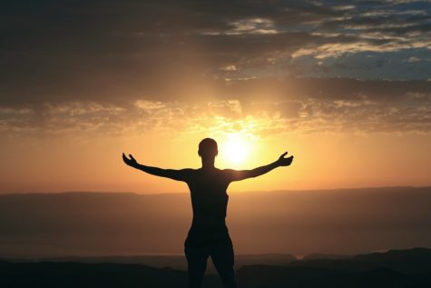 Silhouette of person at sunrise