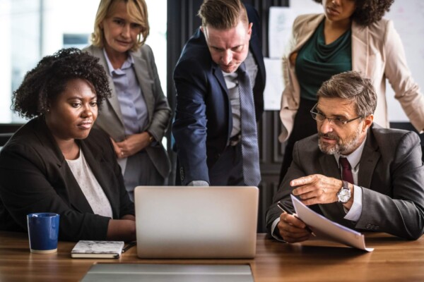 Group working together in an office