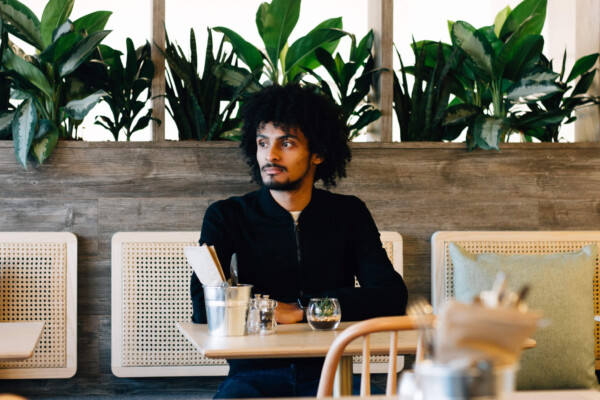 Man alone at restaurant
