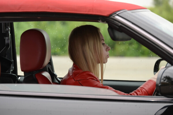 Woman driving a car