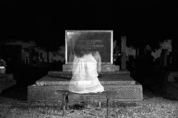 Ghost at cemetery