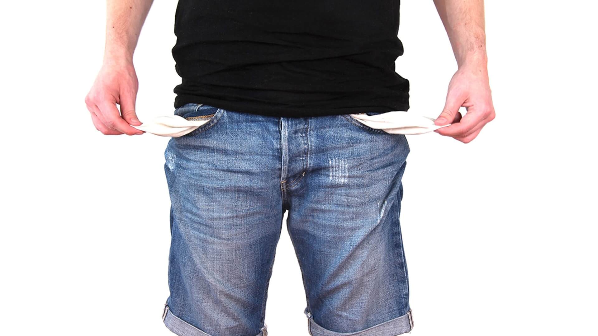 Person with empty pockets