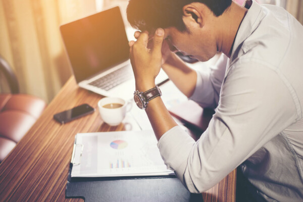 Man stressed at work