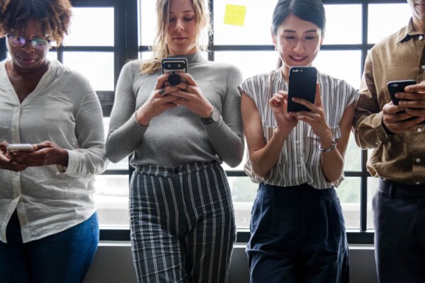 Group of people texting