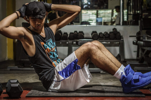 Young man working out