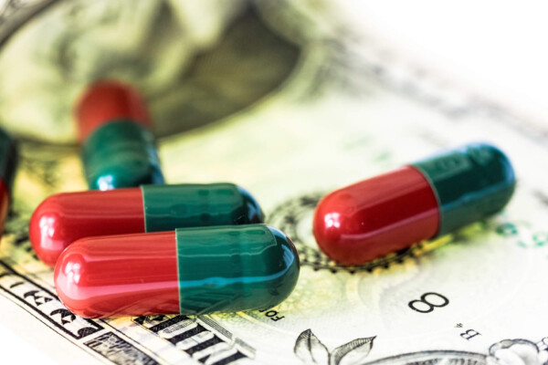 Pills on a dollar bill