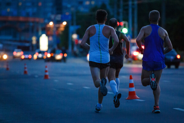 People jogging and exercising at night