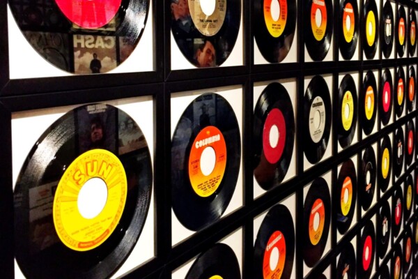Records, record albums on wall