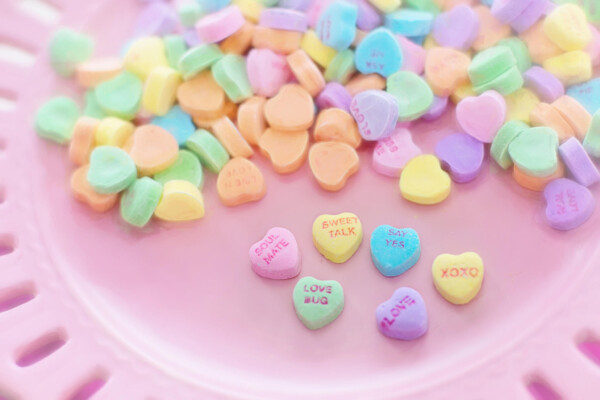 Heart-shaped Valentine's Day candies