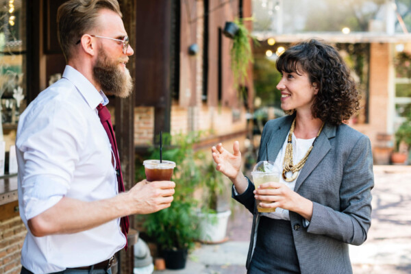 Man and woman having a conversation