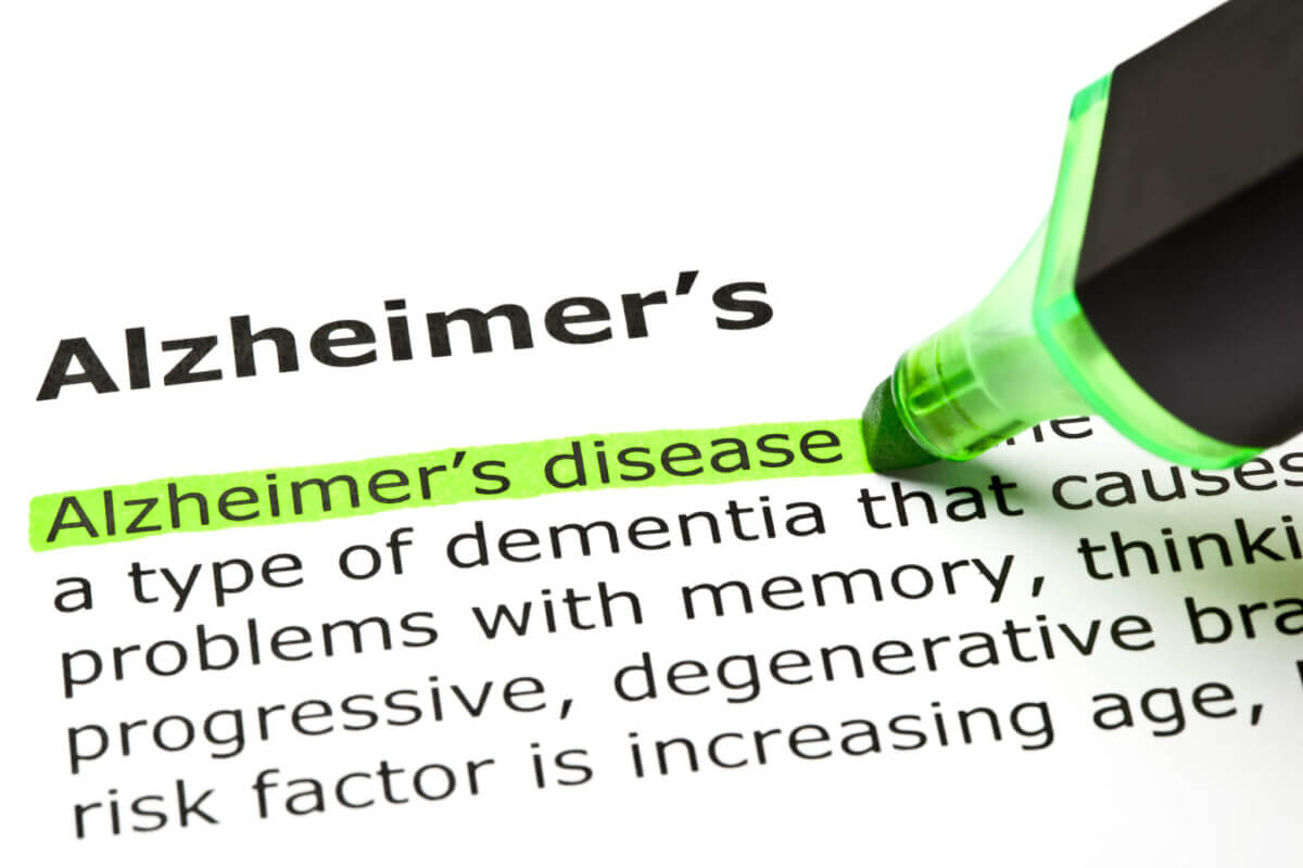Alzheimer’s disease highlighted with green marker, under the title Alzheimer’s