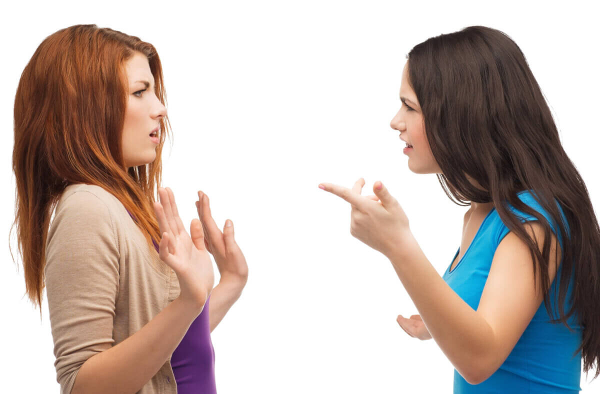 two teenagers having a fight
