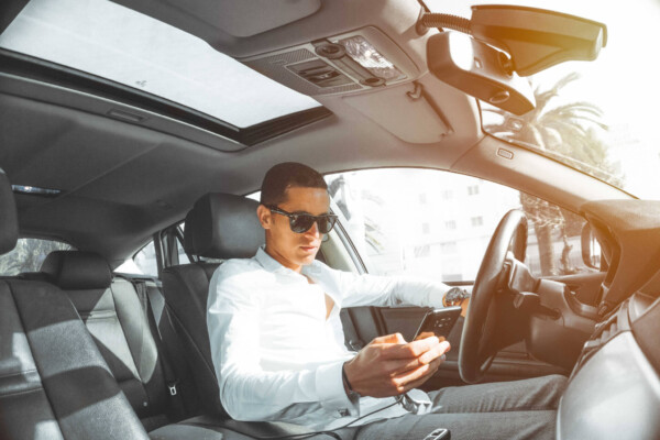 Distracted driver texting while driving