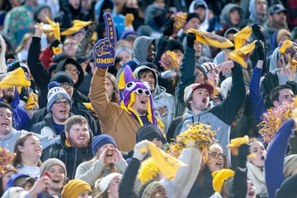 Sports fans cheering team at stadium